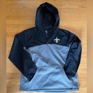 NFL youth New Orleans Saints 1/4 zip pullover hoodie size large.